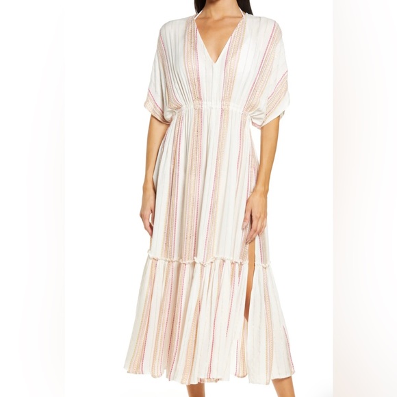 Elan Dresses Elan Metallic Striped Midi Maxi Dress Poshmark